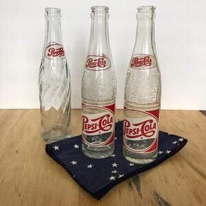 Vintage 10 oz. Pepsi Cola Glass Bottles - Set of 3